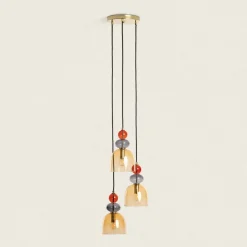 Sklep Kaja Szklana lampa wisząca w stylu art. Deco ABR-3KOLOK-A KOLORENO | Kaja bursztynowy Hot