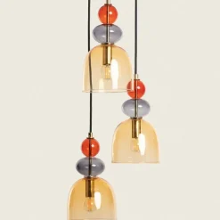 Sklep Kaja Szklana lampa wisząca w stylu art. Deco ABR-3KOLOK-A KOLORENO | Kaja bursztynowy Hot