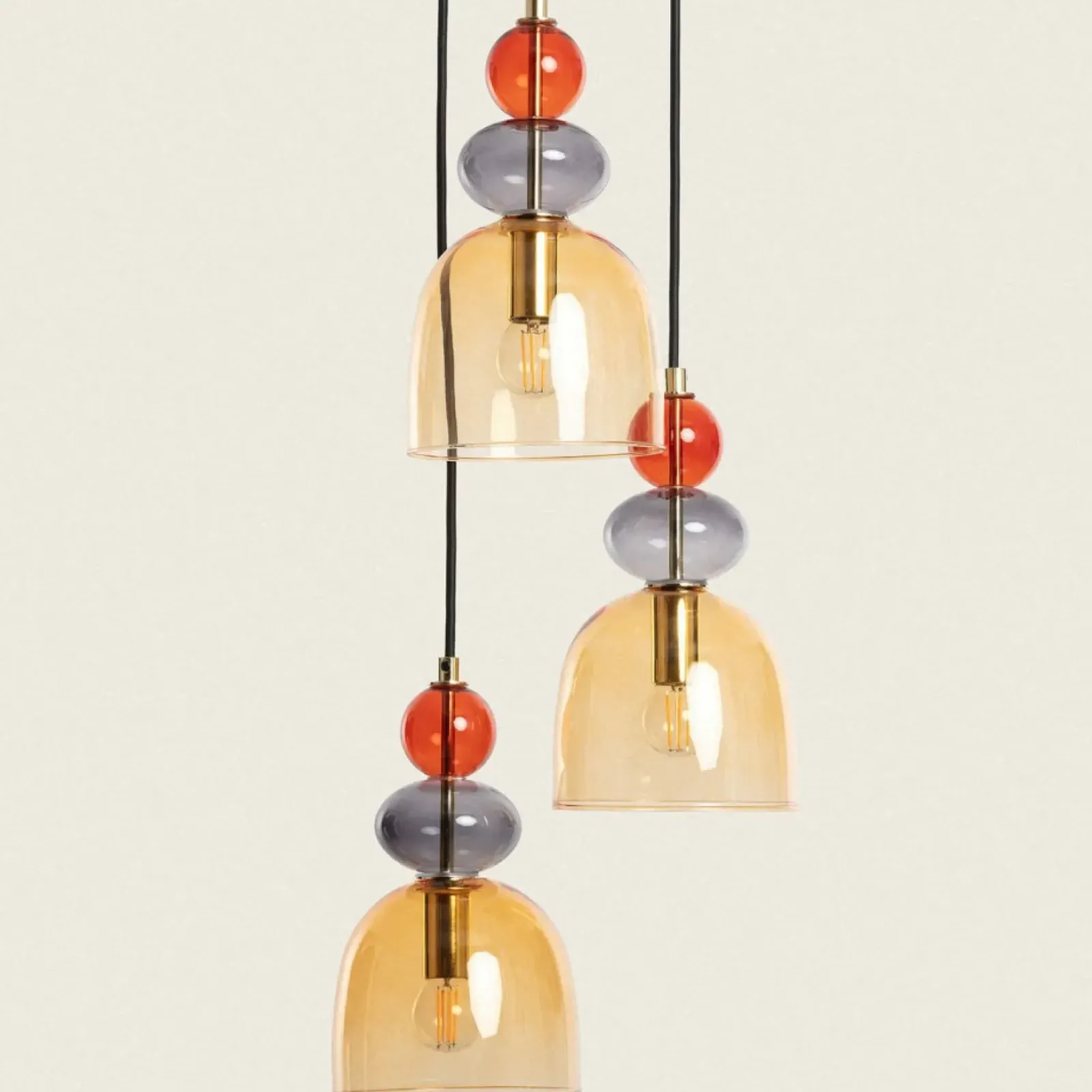 Sklep Kaja Szklana lampa wisząca w stylu art. Deco ABR-3KOLOK-A KOLORENO | Kaja bursztynowy Hot