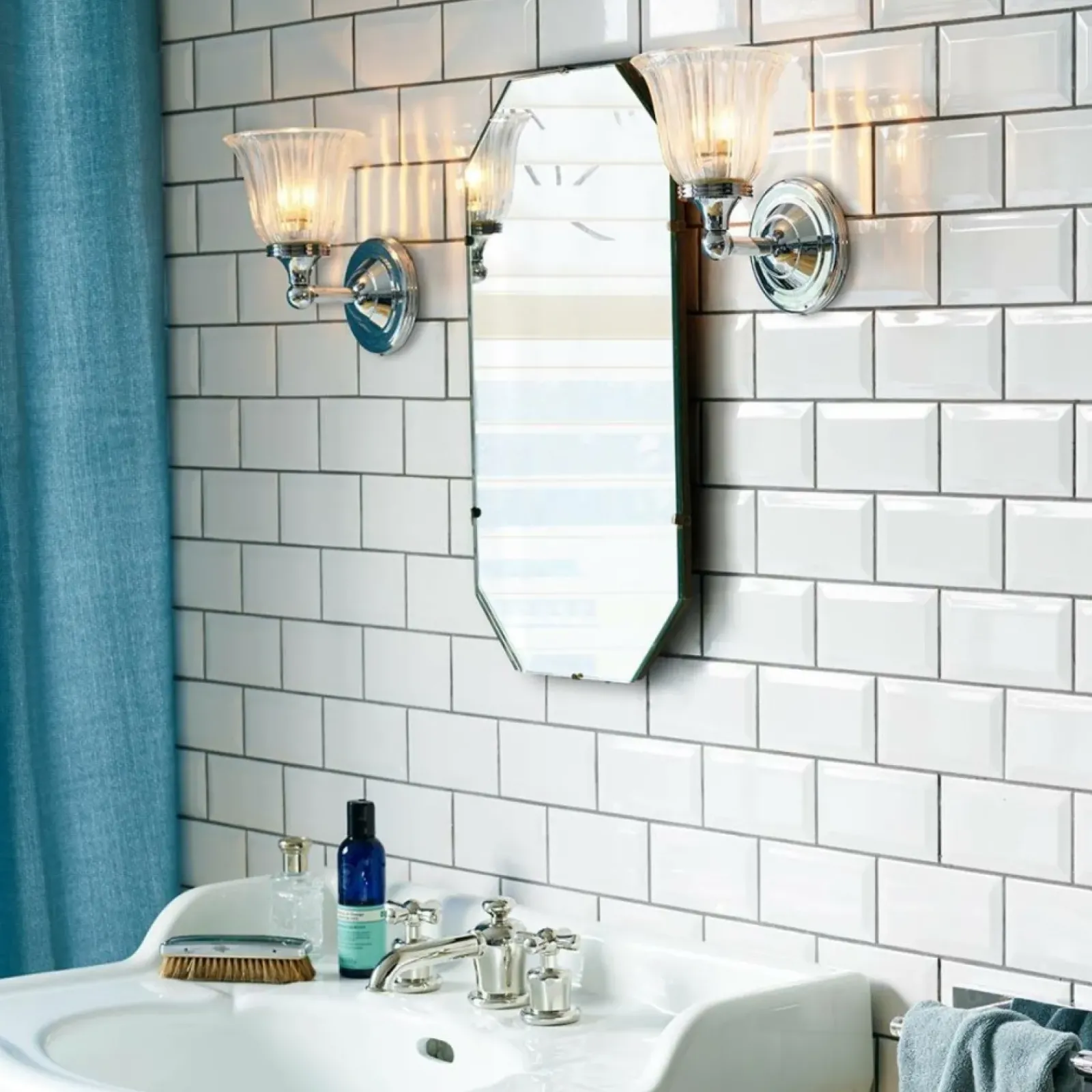 Sklep Kaja Szklany kinkiet, chromowana oprawa BATH-AUSTEN1-PC z serii AUSTEN* Kinkiety Tradycyjne