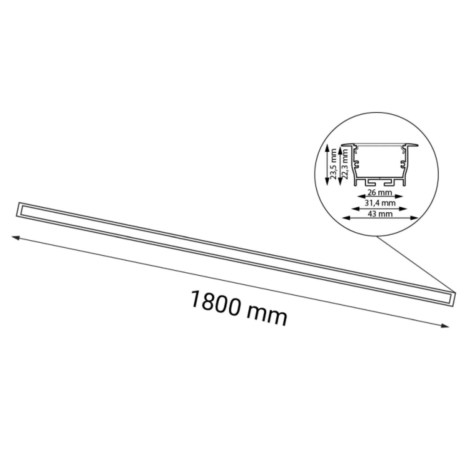 Sklep Kaja Techniczna lampa wpustowa LED 180cm 4000K ANT 1838 HIATE | Kaja* Oprawy Podtynkowe|Lampy Led