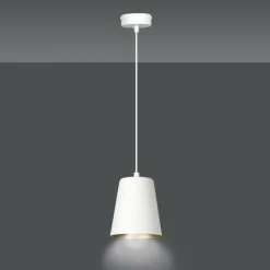 Sklep Kaja Tradycyjna biało-złota lampa wisząca z kloszem 414/1 | Kaja Store