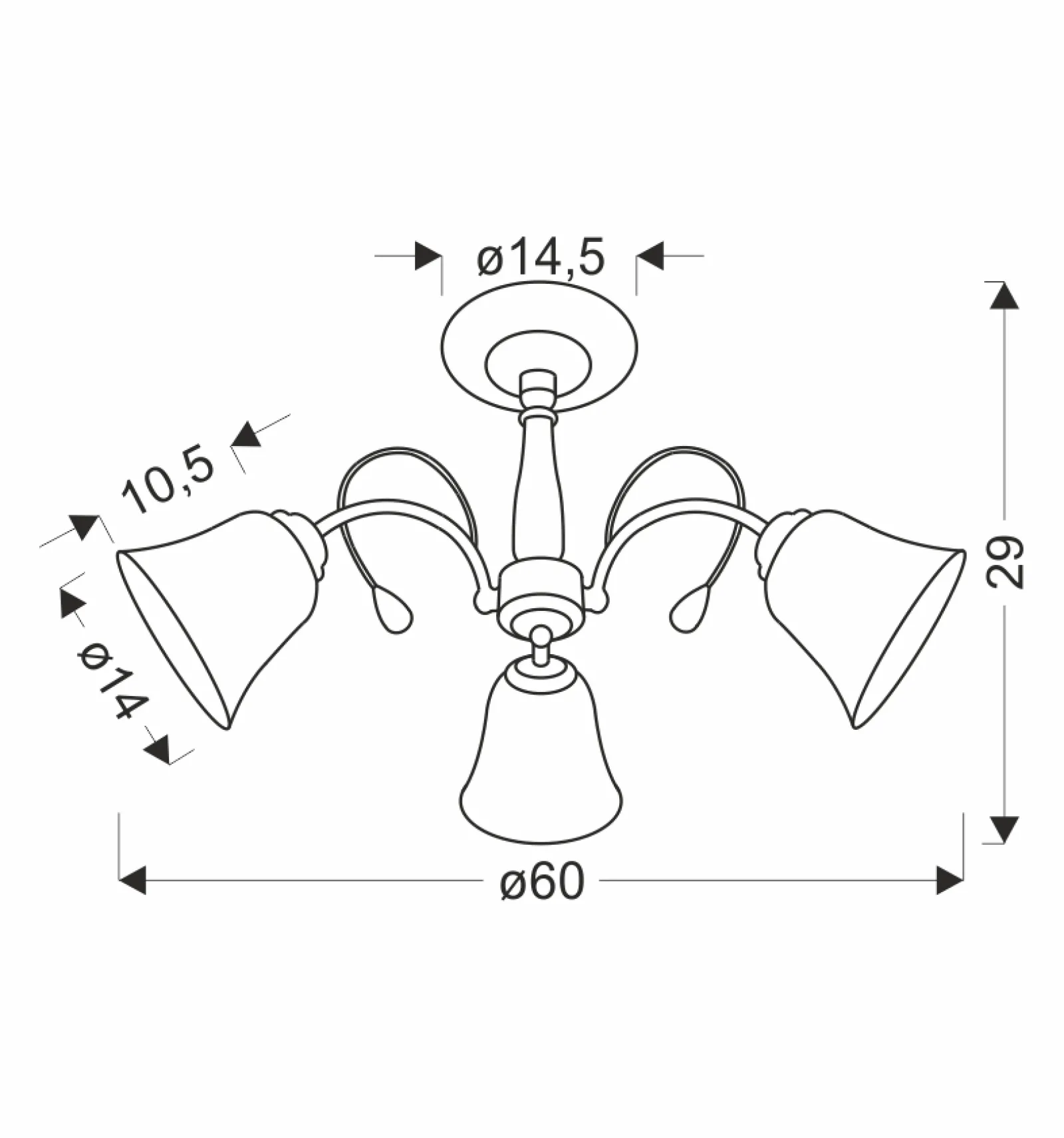 Sklep Kaja Trójramienna, elegancka lampa sufitowa 33-22424 ORA | Kaja Oświetlenie* Randole Tradycyjne