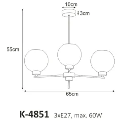 Sklep Kaja Trójramienna lampa ze sztywnymi ramionami K-4851 ALDAR | Kaja New