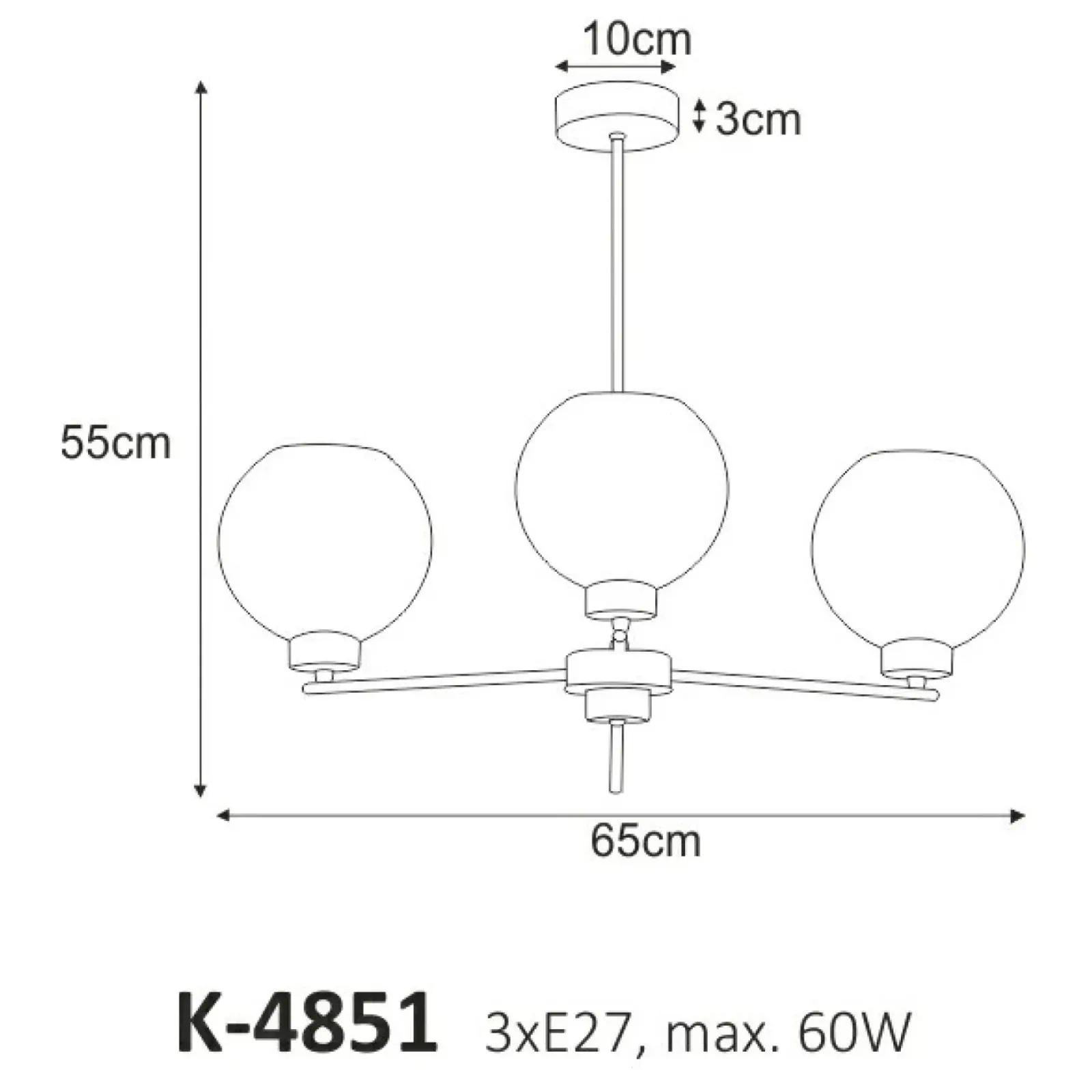 Sklep Kaja Trójramienna lampa ze sztywnymi ramionami K-4851 ALDAR | Kaja New