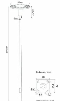 Sklep Kaja Trzymetrowa lampa parkowa, wbudowany LED 60W STRMAX-3000 z serii STER | Kaja Ośw* Lampy Ogrodowe Stojące