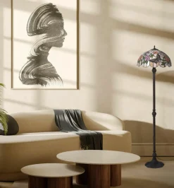 Sklep Kaja Unikalna lampa podłogowa, dekoracyjny witraż K-F16835 z serii ROSE* Tradycyjne Lampy Podłogowe|Lampy Podłogowe