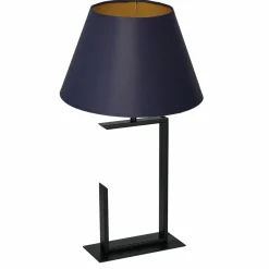 Sklep Kaja Unikalna lampka stołowa, granatowy abażur LX 3413 z serii TABLE LAMPS* Lampki Stołowe Z Abażurem|Tradycyjne Lampki Stołowe