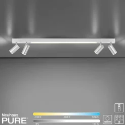 Sklep Kaja Świecąca listwa LED z reflektorami na pilot 6121-95 z serii PURE-LINES szary Hot