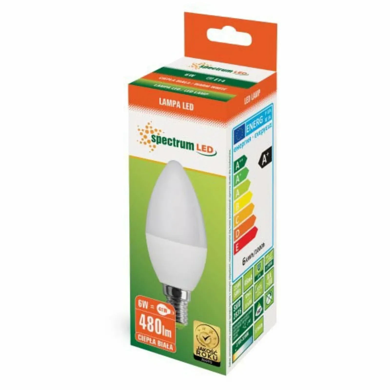 Sklep Kaja Świecowa żarówka LED E14 ciepła 6W SpectrumLED 13026 | Kaja* Żarówki Led E14