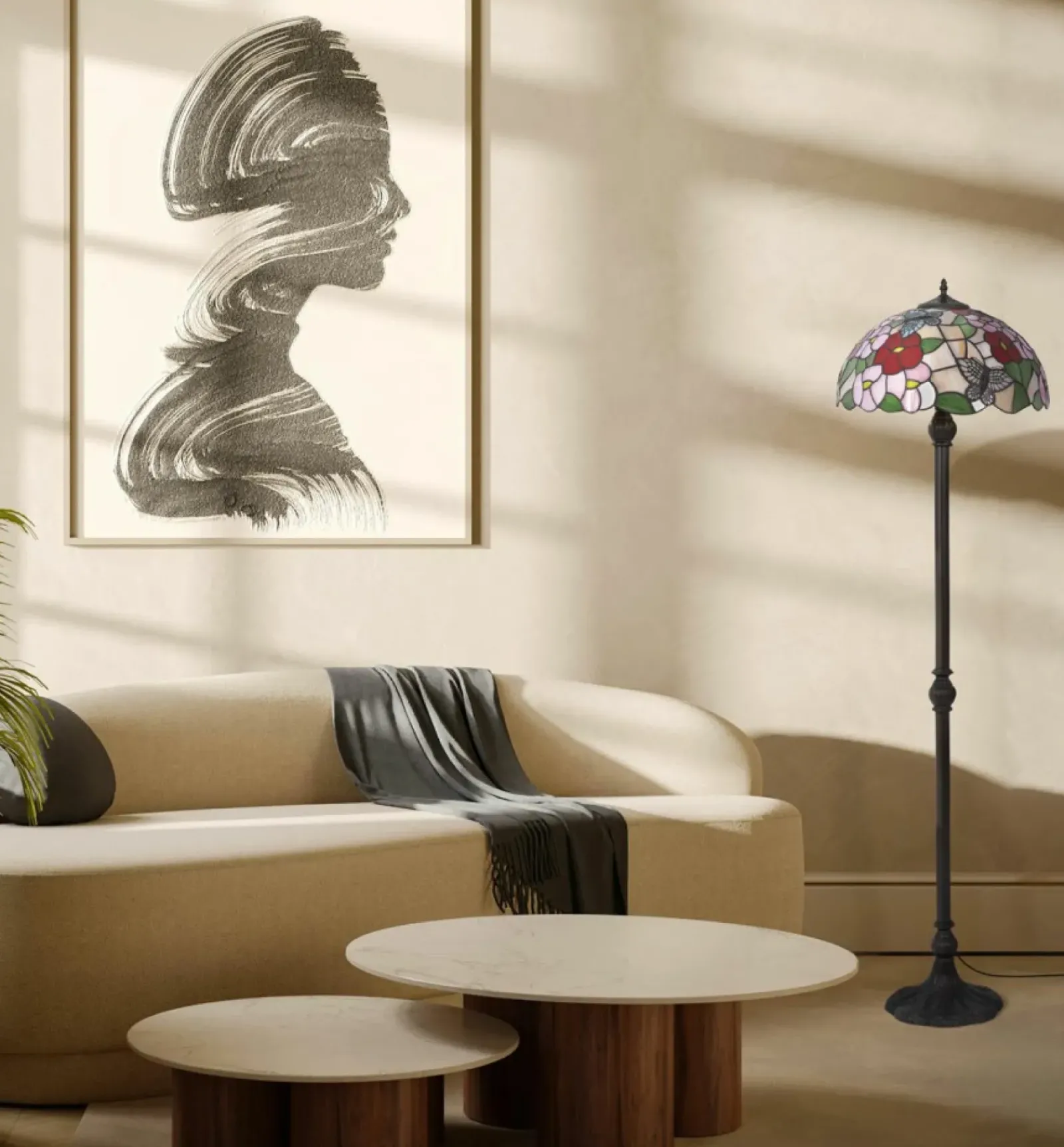 Sklep Kaja Wielobarwna lampa podłogowa, witraż K-F161386 z serii BUTTERFLY* Tradycyjne Lampy Podłogowe|Lampy Podłogowe