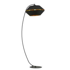 Sklep Kaja Wygięta lampa z abażurem ze złotym wnętrzem 1183/LP z serii PIANO* Lampy Podłogowe Z Abażurem