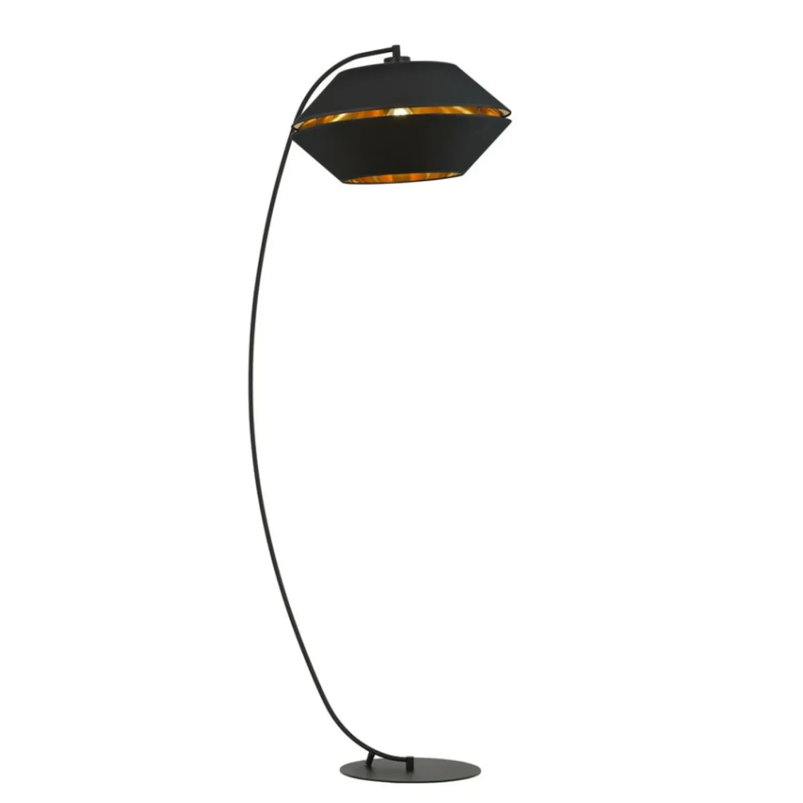 Sklep Kaja Wygięta lampa z abażurem ze złotym wnętrzem 1183/LP z serii PIANO* Lampy Podłogowe Z Abażurem