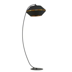 Sklep Kaja Wygięta lampa z abażurem ze złotym wnętrzem 1183/LP z serii PIANO* Lampy Podłogowe Z Abażurem
