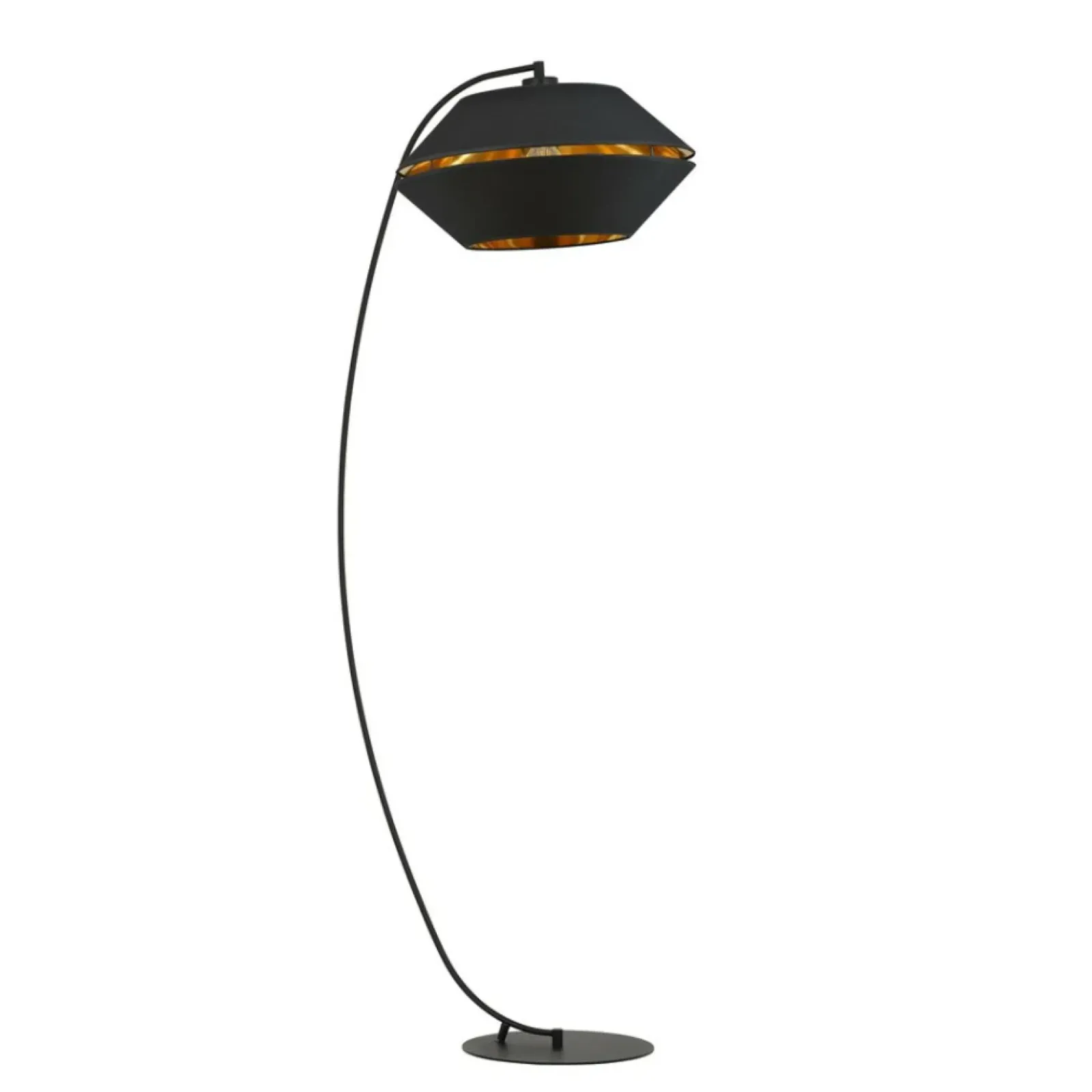 Sklep Kaja Wygięta lampa z abażurem ze złotym wnętrzem 1183/LP z serii PIANO* Lampy Podłogowe Z Abażurem