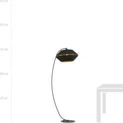 Sklep Kaja Wygięta lampa z abażurem ze złotym wnętrzem 1183/LP z serii PIANO* Lampy Podłogowe Z Abażurem