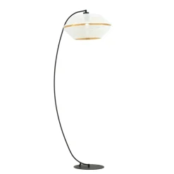 Sklep Kaja Wygięta, ozdobna lampa stojąca z białym abażurem 1184/LP z serii MALIA* Lampy Podłogowe Z Abażurem