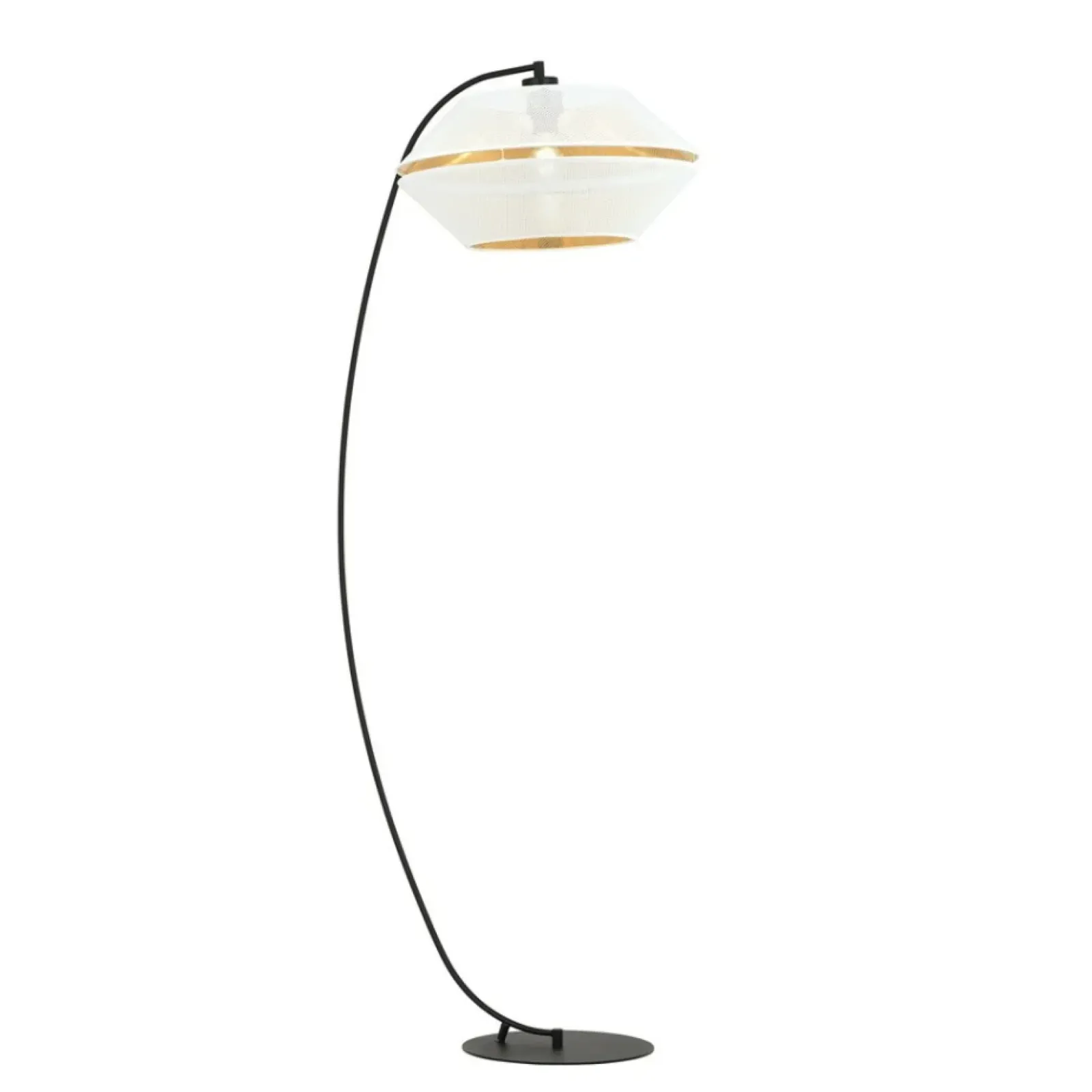 Sklep Kaja Wygięta, ozdobna lampa stojąca z białym abażurem 1184/LP z serii MALIA* Lampy Podłogowe Z Abażurem
