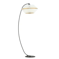 Sklep Kaja Wygięta, ozdobna lampa stojąca z białym abażurem 1184/LP z serii MALIA* Lampy Podłogowe Z Abażurem