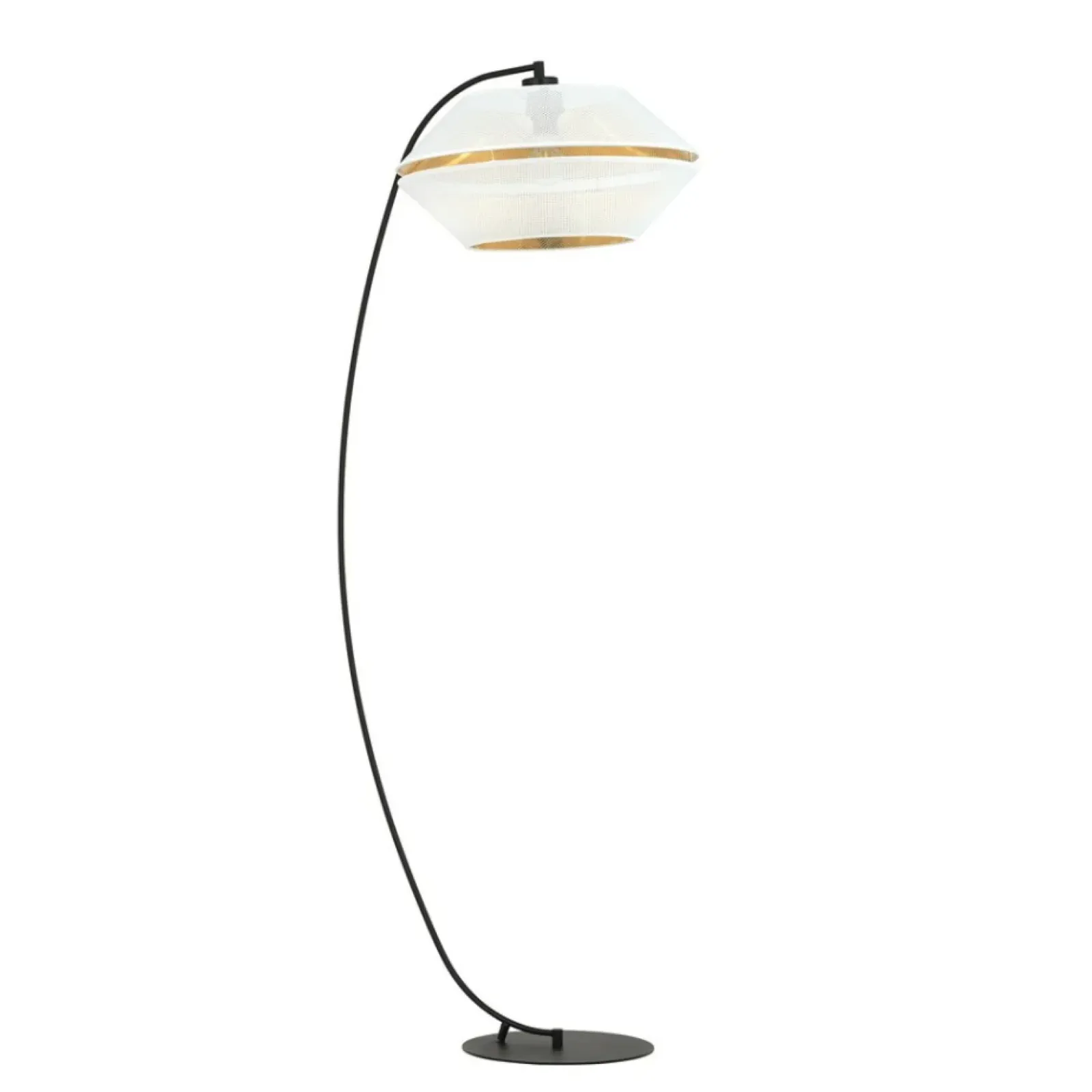 Sklep Kaja Wygięta, ozdobna lampa stojąca z białym abażurem 1184/LP z serii MALIA* Lampy Podłogowe Z Abażurem