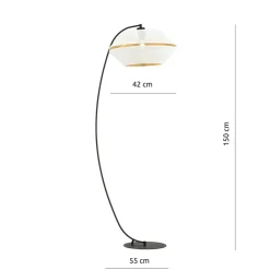Sklep Kaja Wygięta, ozdobna lampa stojąca z białym abażurem 1184/LP z serii MALIA* Lampy Podłogowe Z Abażurem