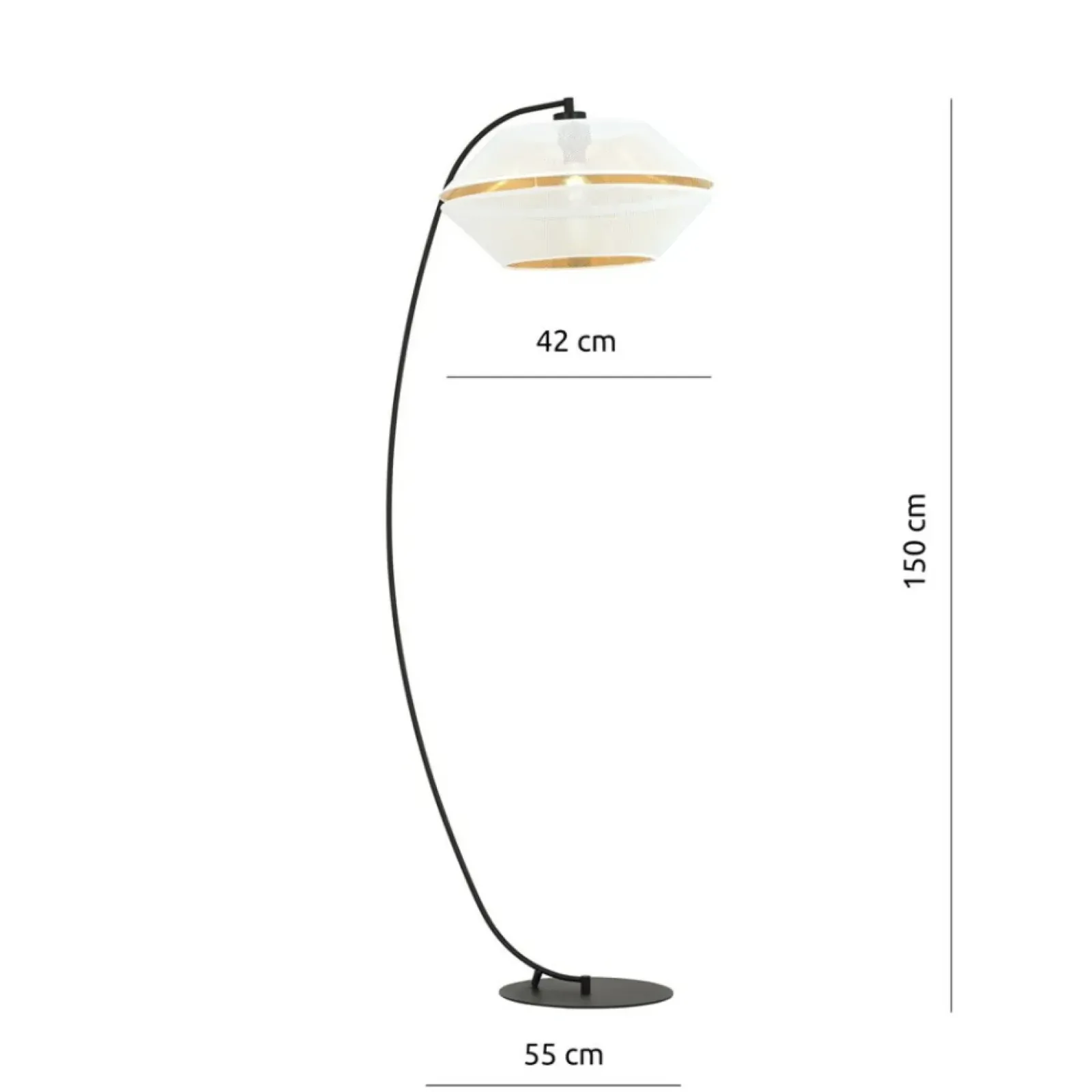 Sklep Kaja Wygięta, ozdobna lampa stojąca z białym abażurem 1184/LP z serii MALIA* Lampy Podłogowe Z Abażurem