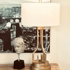 Sklep Kaja Wymyślna lampa nocna z abażurem GN-LEMURIA-TL z serii LEMURIA* Lampki Stołowe Z Abażurem|Tradycyjne Lampki Stołowe
