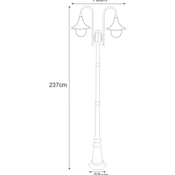 Sklep Kaja Wysoka dwuramienna latarnia ogrodowa K-8127 CZ/ZŁ BOSTON | Kaja* Latarnie Ogrodowe|Lampy Ogrodowe Stojące
