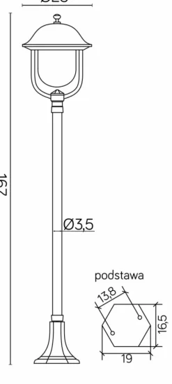 Sklep Kaja Wysoka lampa ogrodowa, do oświetlenia drogi K 5002/1/O z serii PRINCE | Kaja Ośw* Lampy Ogrodowe Stojące