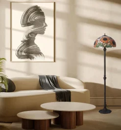 Sklep Kaja Wysoka lampa podłogowa z okazałym kloszem K-F16814 z serii SUNFLOWER* Tradycyjne Lampy Podłogowe|Lampy Podłogowe