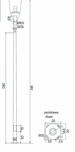 Sklep Kaja Wysoka, trzymetrowa lampa ogrodowa, gwint E27 MTS-ME27 z serii METIS | Kaja Oświ* Lampy Ogrodowe Stojące