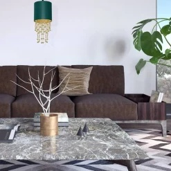 Sklep Kaja Wytworna lampa wisząca w zielonym kolorze MLP6449 z serii ALMERIA | Kaja Oświetl* Żyrandole Z Abażurem
