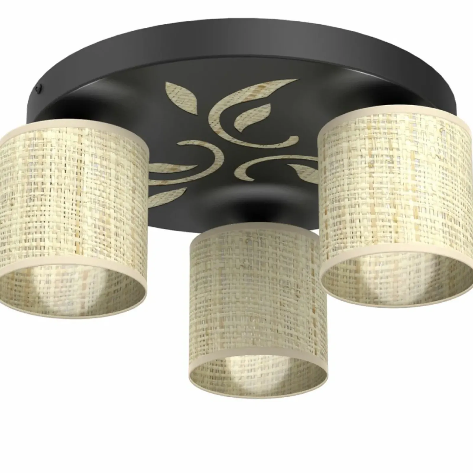 Sklep Kaja Zdobiona lampa sufitowa, rattanowe abażury LX 9723 NATUR | Kaja Shop