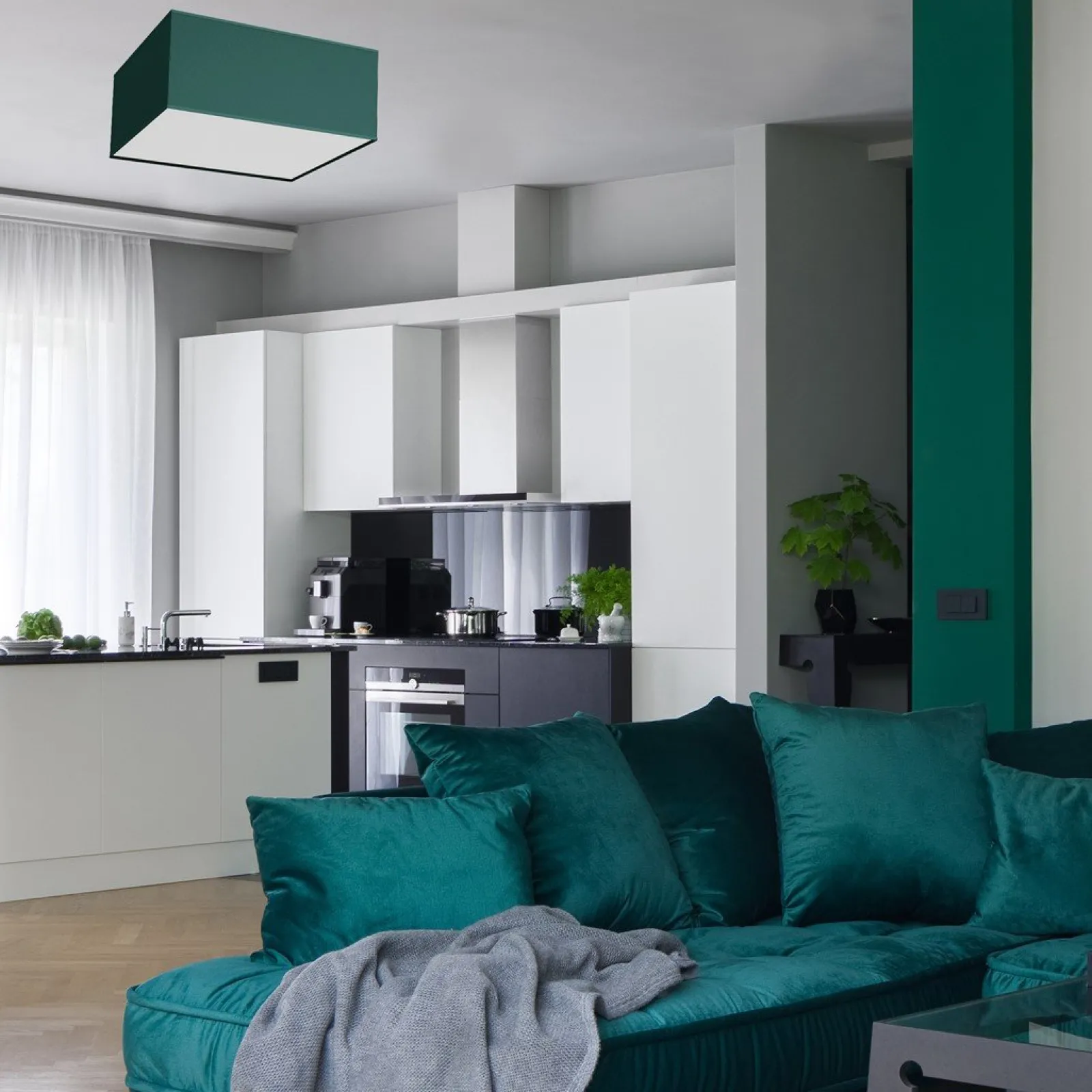 Sklep Kaja Zielona lampa sufitowa, prostokątny plafon MLP7875 z serii VERDE | Kaja Oświetle* Plafony Klasyczne