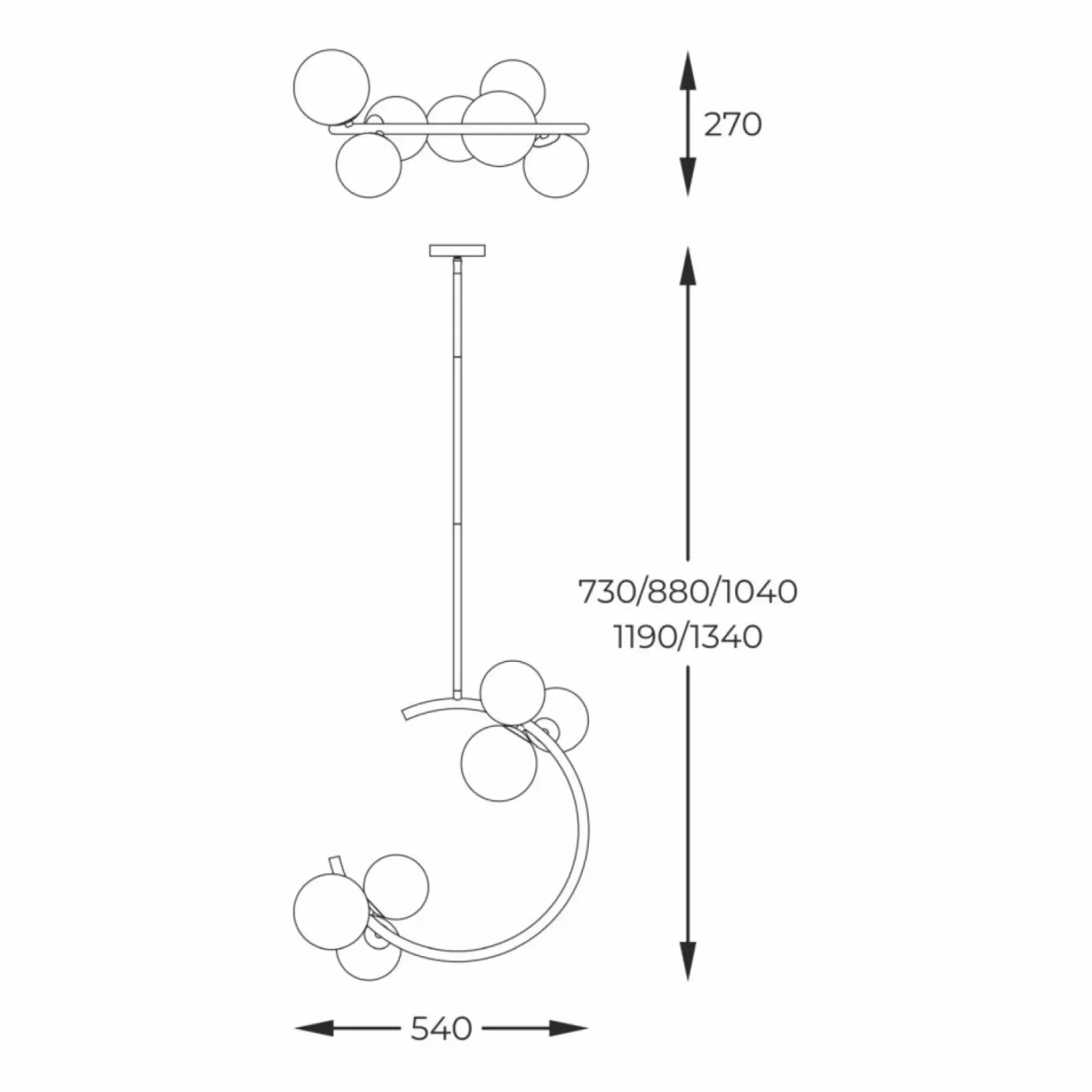 Sklep Kaja Złota lampa na sztywnym zwisie P0454-06Q-F7AA MOLECULE | Kaja Shop