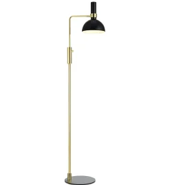 Sklep Kaja Złota lampa podłogowa czarny klosz i ściemniacz 106972 | Kaja* Tradycyjne Lampy Podłogowe