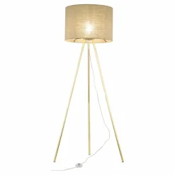 Sklep Kaja Złota lampa podłogowa z abażurem TK 16036 UMBERTO LINEN GOLD | Kaja* Lampy Podłogowe Z Abażurem|Tradycyjne Lampy Podłogowe