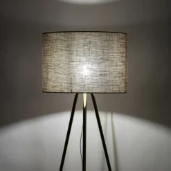 Sklep Kaja Złota lampa podłogowa z abażurem TK 16036 UMBERTO LINEN GOLD | Kaja* Lampy Podłogowe Z Abażurem|Tradycyjne Lampy Podłogowe
