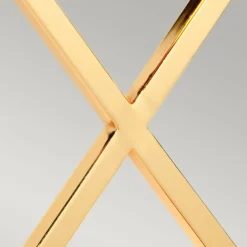 Sklep Kaja Złota lampa stołowa z abażurem CROSS-TL-IVORY z serii CROSS* Lampki Stołowe Z Abażurem|Tradycyjne Lampki Stołowe