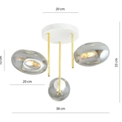 Sklep Kaja Złota lampa sufitowa z dekoracyjnymi kloszami 1277/3 z serii ARGO Outlet