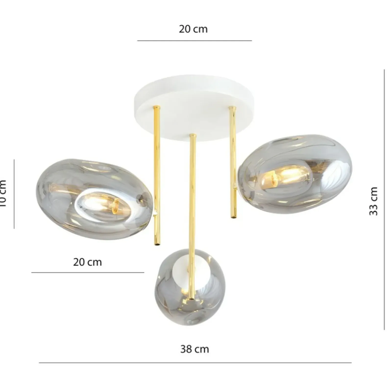 Sklep Kaja Złota lampa sufitowa z dekoracyjnymi kloszami 1277/3 z serii ARGO Outlet