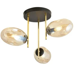 Sklep Kaja Złota lampa sufitowa z miodowymi kloszami 1275/3 z serii ARGO | Kaja Fashion