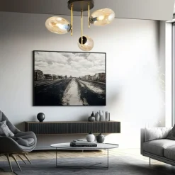 Sklep Kaja Złota lampa sufitowa z miodowymi kloszami 1275/3 z serii ARGO | Kaja Fashion