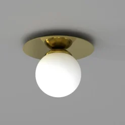 Sklep Kaja Złota lampa sufitowa z mlecznym kloszem MLP7968 z serii PLATO | Kaja Oświetlenie Sale