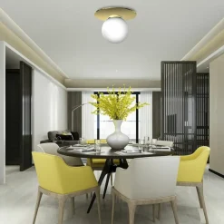 Sklep Kaja Złota lampa sufitowa z mlecznym kloszem MLP7968 z serii PLATO | Kaja Oświetlenie Sale