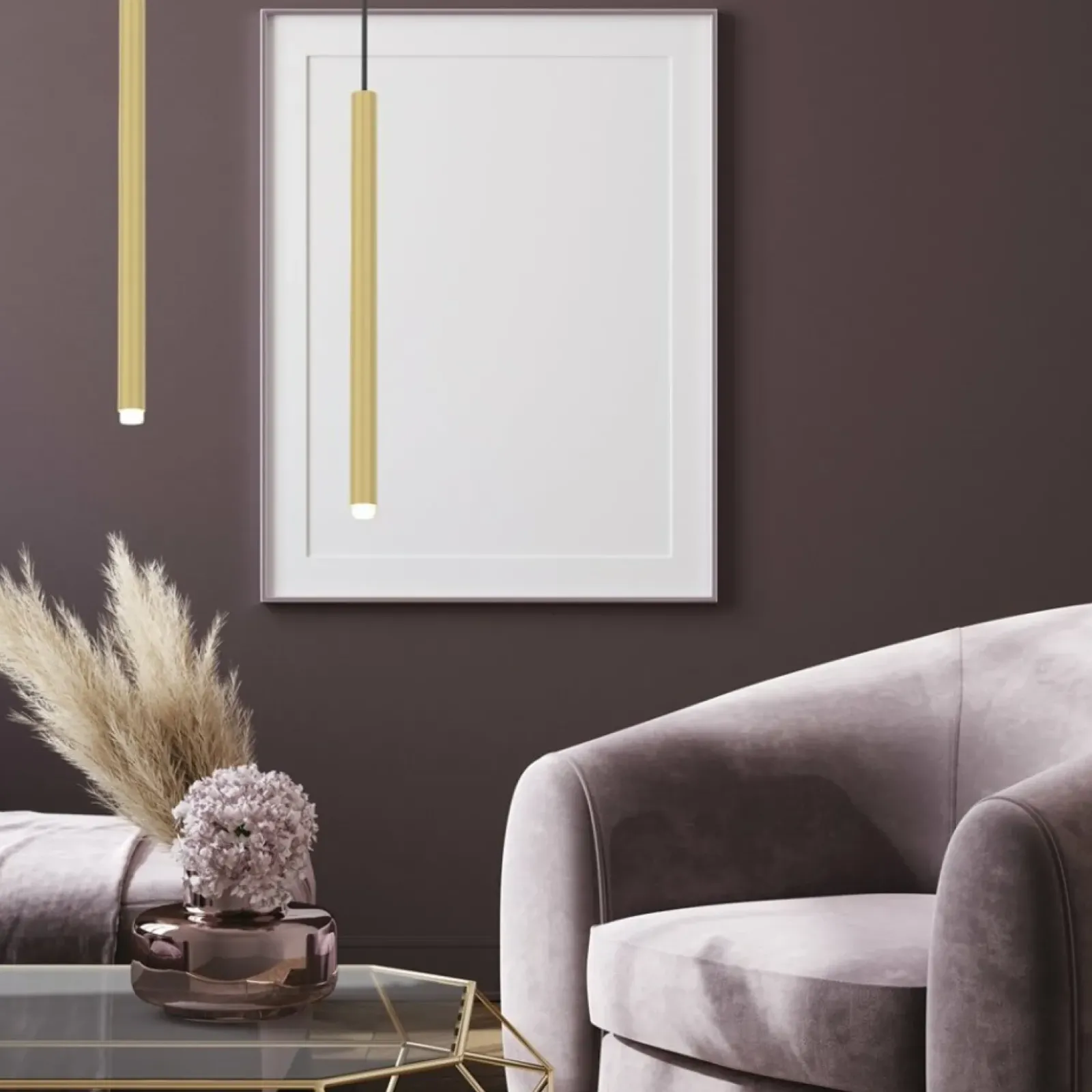 Sklep Kaja Złota lampa wisząca, długa tuba na G9 MLP8839 z serii MONZA | Kaja Oświetlenie Store