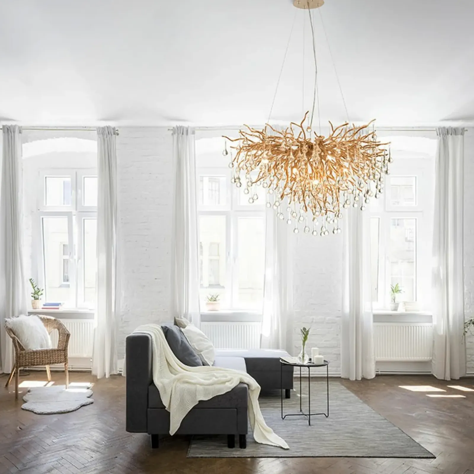 Sklep Kaja Złota lampa wisząca, gałązki 2192-11 z serii ICICLE | Kaja Oświetlenie postarzanymosiądz Hot