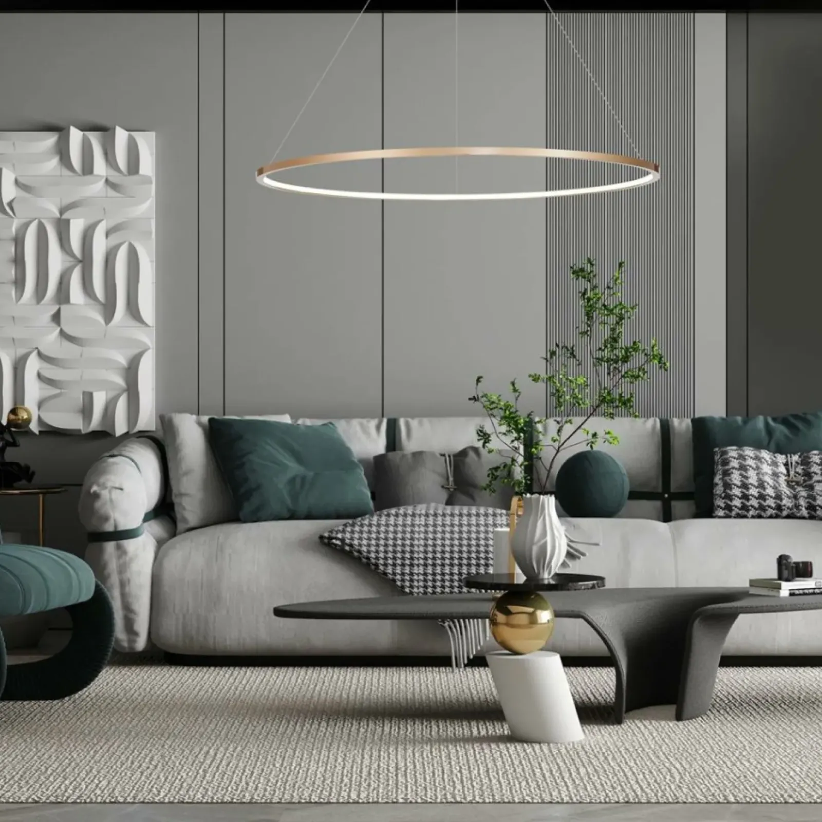 Sklep Kaja Złota lampa wisząca, ledowa, szczelność IP44 ML8865 z serii SATURNO | Kaja Oświe Store