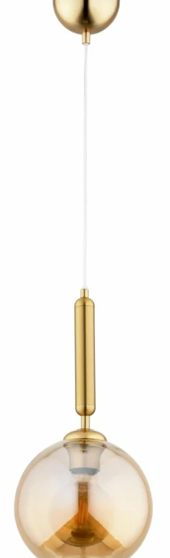 Sklep Kaja Złota lampa wisząca z bursztynową kulą ⌀25cm AL 61102 GRALL | Kaja Best
