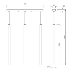 Sklep Kaja Złota lampa wisząca z tubami, nad stół LP-894/3L GD LUNGO | Kaja Cheap